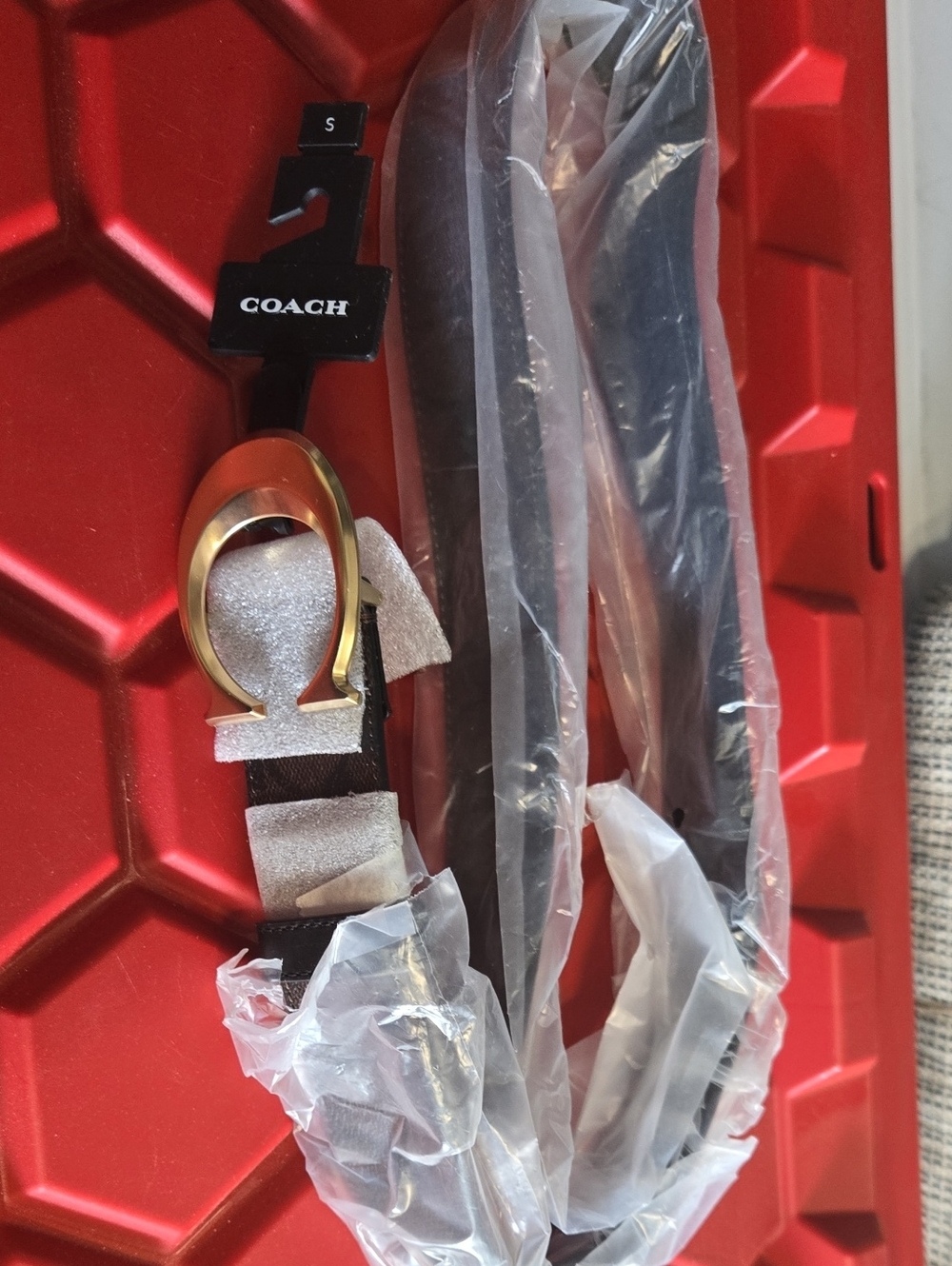 Coach Black Leather Belt with Gold-Tone Horsebit Buckle